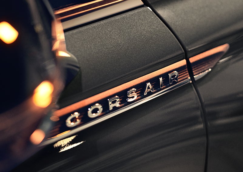The stylish chrome badge reading “CORSAIR” is shown on the exterior of the vehicle. | John Vance Auto Group in Guthrie OK
